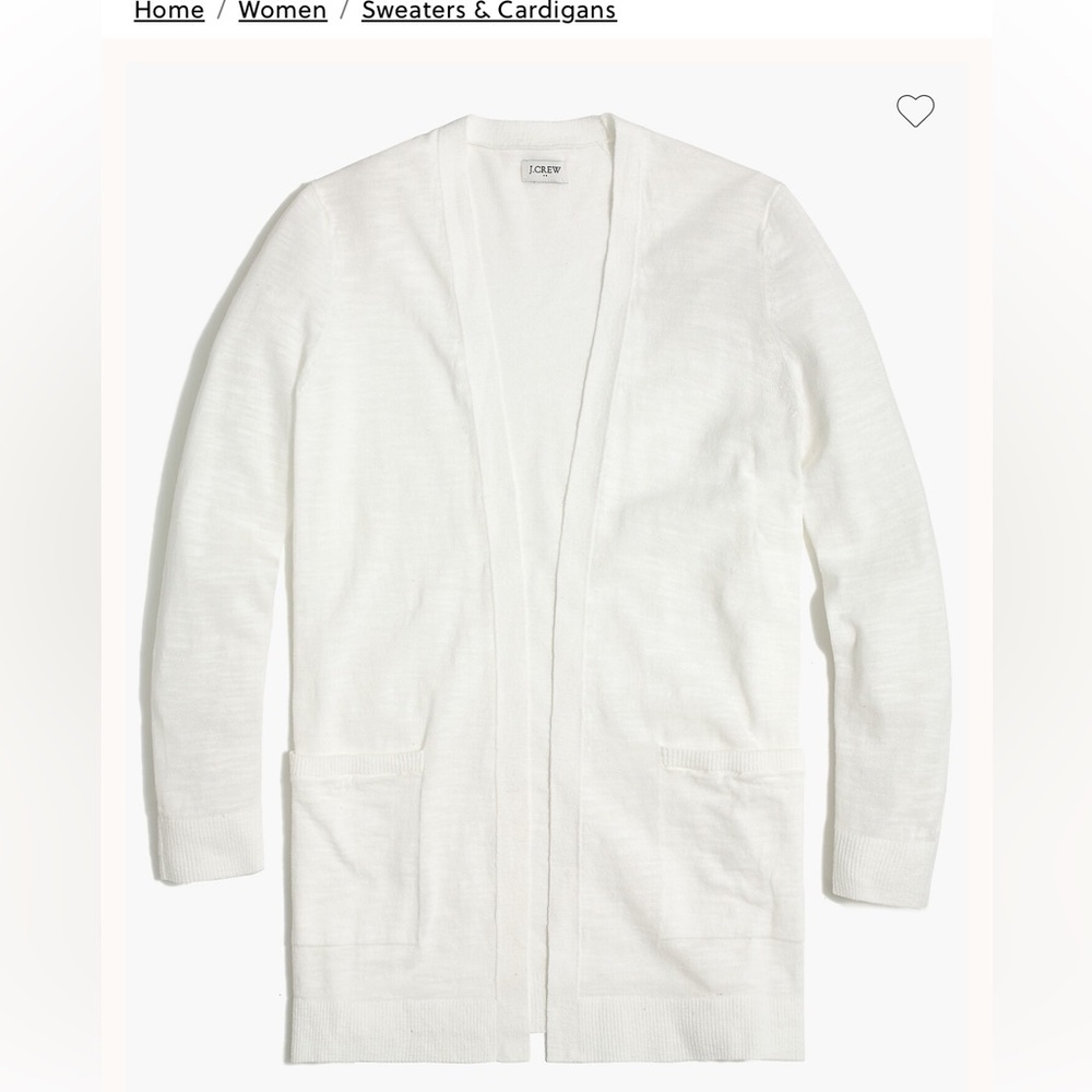 J. Crew Factory Lightweight Open-Front Ivory Cardigan with Pockets 💯% Cotton